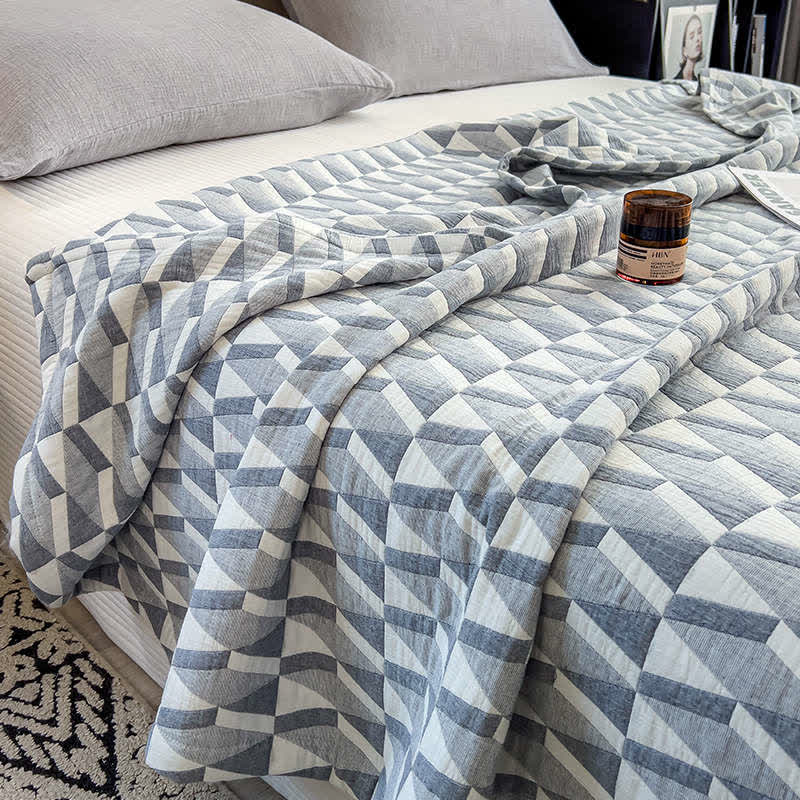 Geometric Muslin Blanket - Organic Cotton, Eco-Friendly & Sustainable