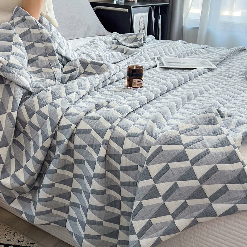 Geometric Muslin Blanket - Organic Cotton, Eco-Friendly & Sustainable