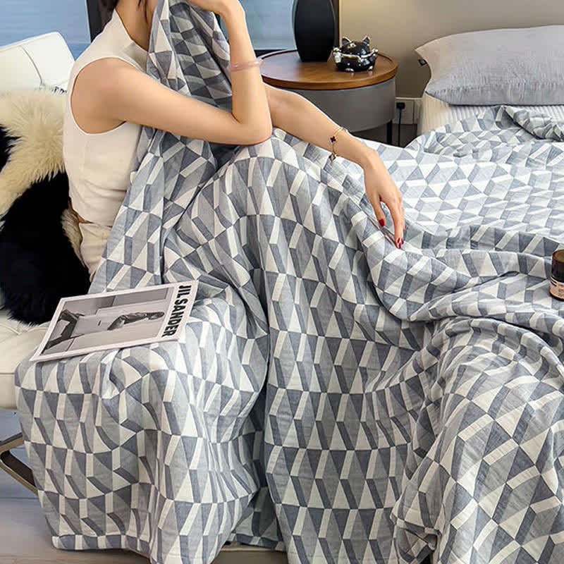 Geometric Muslin Blanket - Organic Cotton, Eco-Friendly & Sustainable