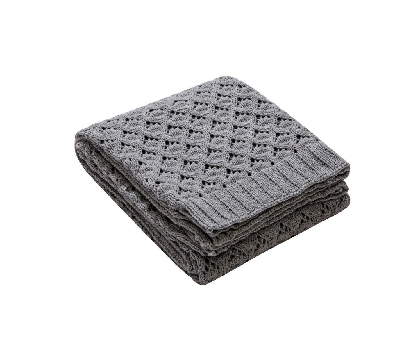 Nordic Diamond-Knit Cotton Throw Blanket