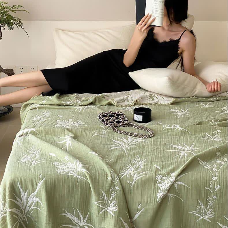 Bamboo Pattern Lightweight Cotton Quilt Blanket