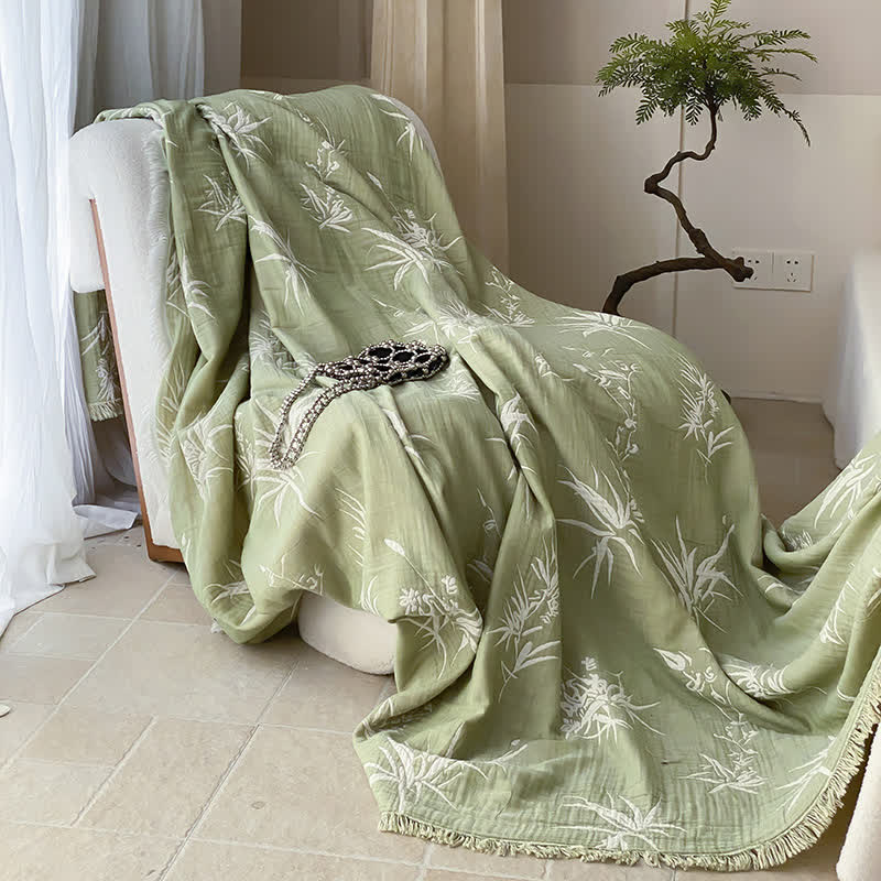 Bamboo Pattern Lightweight Cotton Quilt Blanket