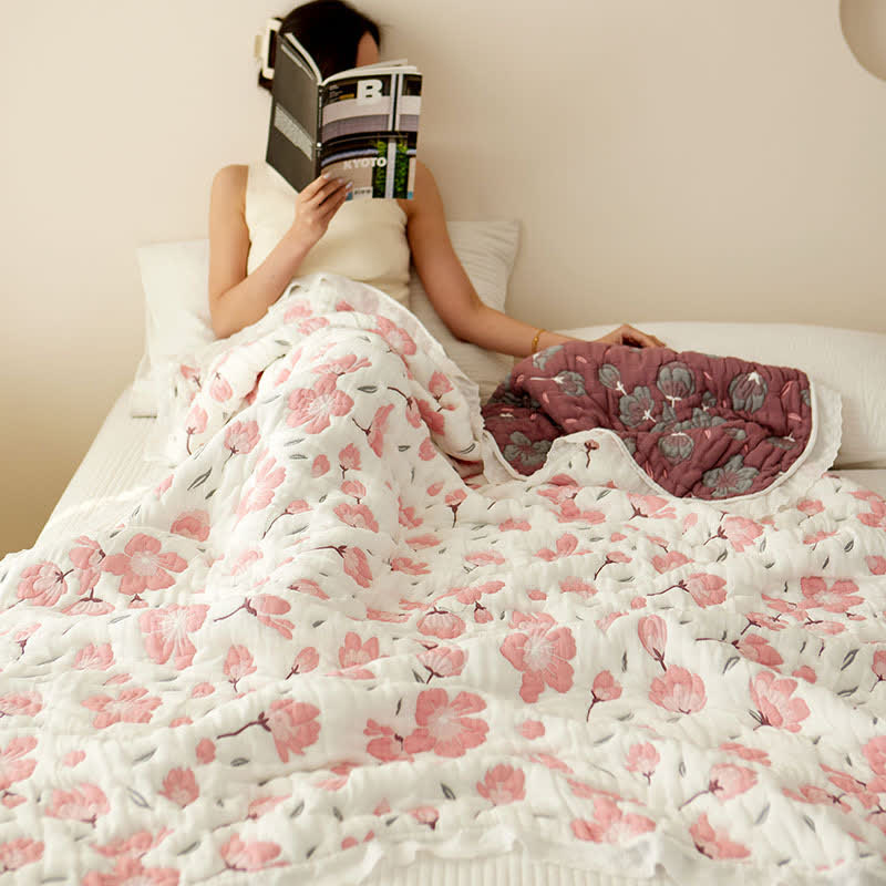 Cherry Blossom Bamboo Fiber Luxury Quilt