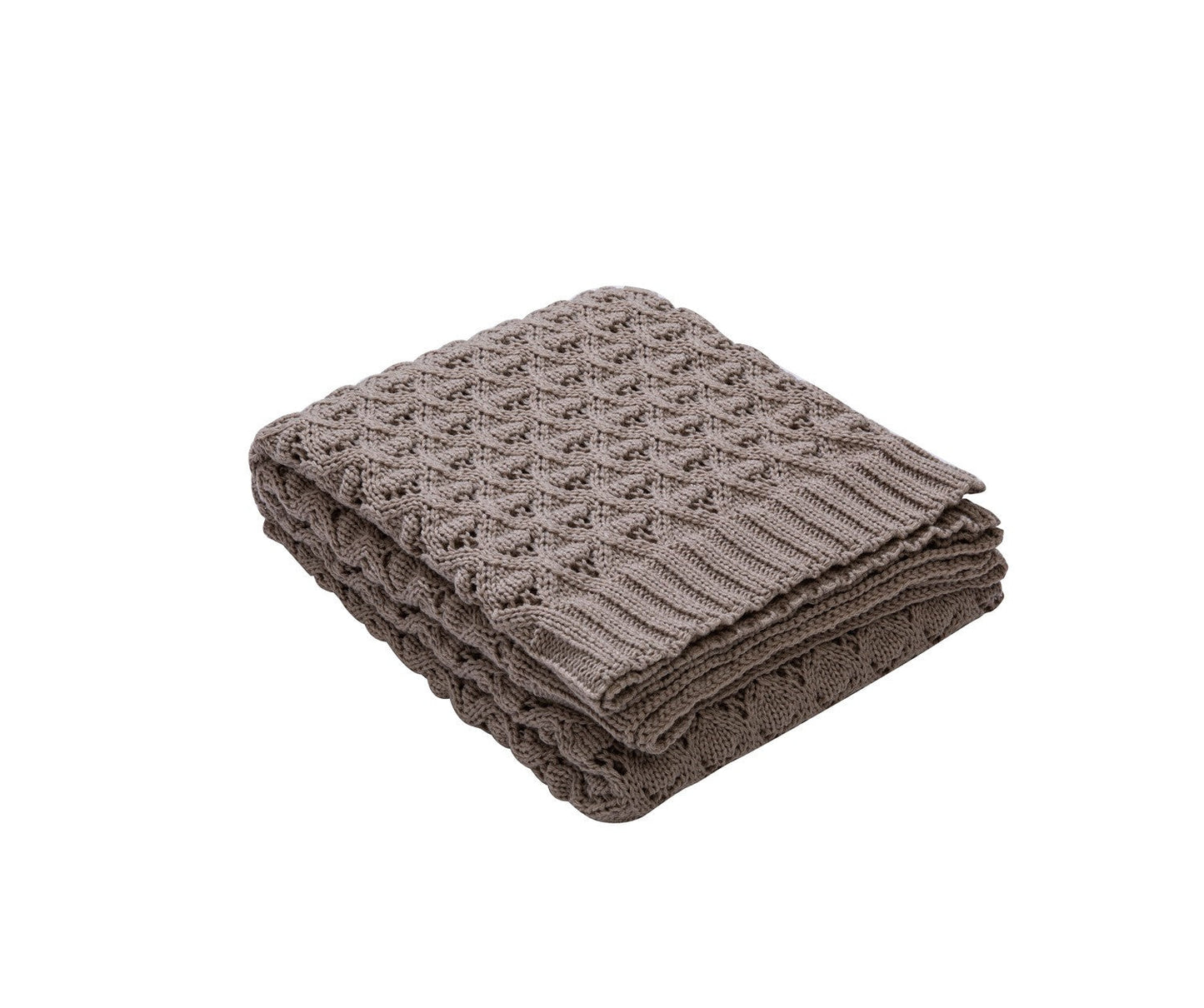 Nordic Diamond-Knit Cotton Throw Blanket