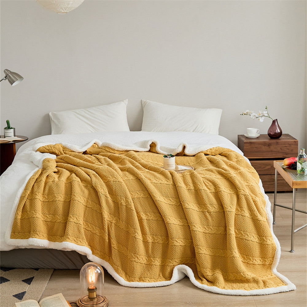 Cable Knit Sherpa Blanket - Cotton Throw