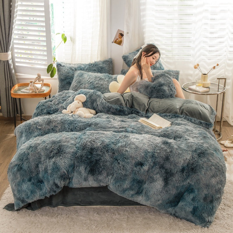 Fluffy Mink Velvet Duvet Cover Set 4pcs