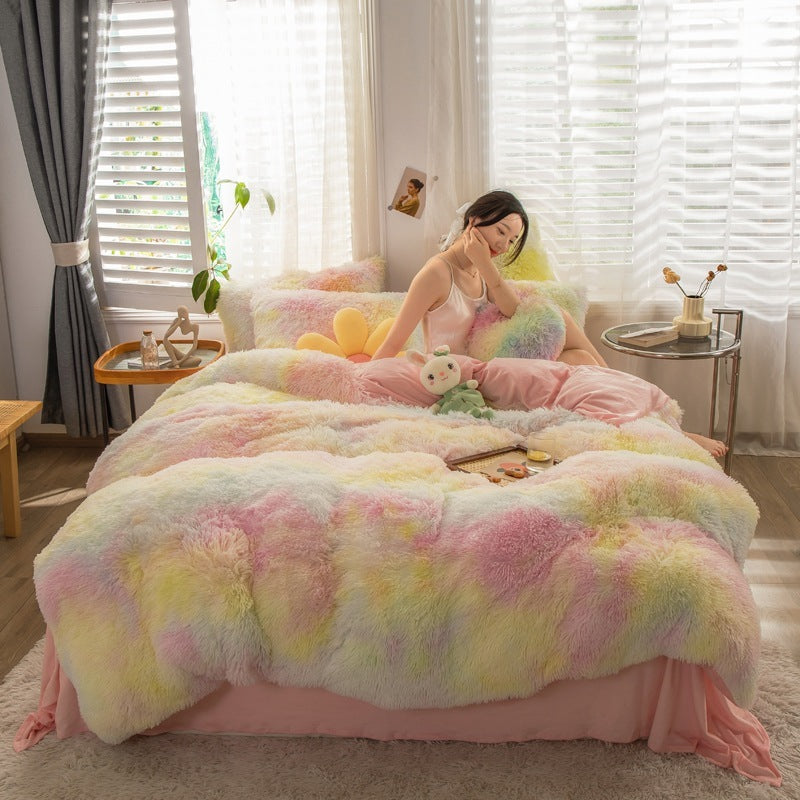 Fluffy Mink Velvet Duvet Cover Set 4pcs