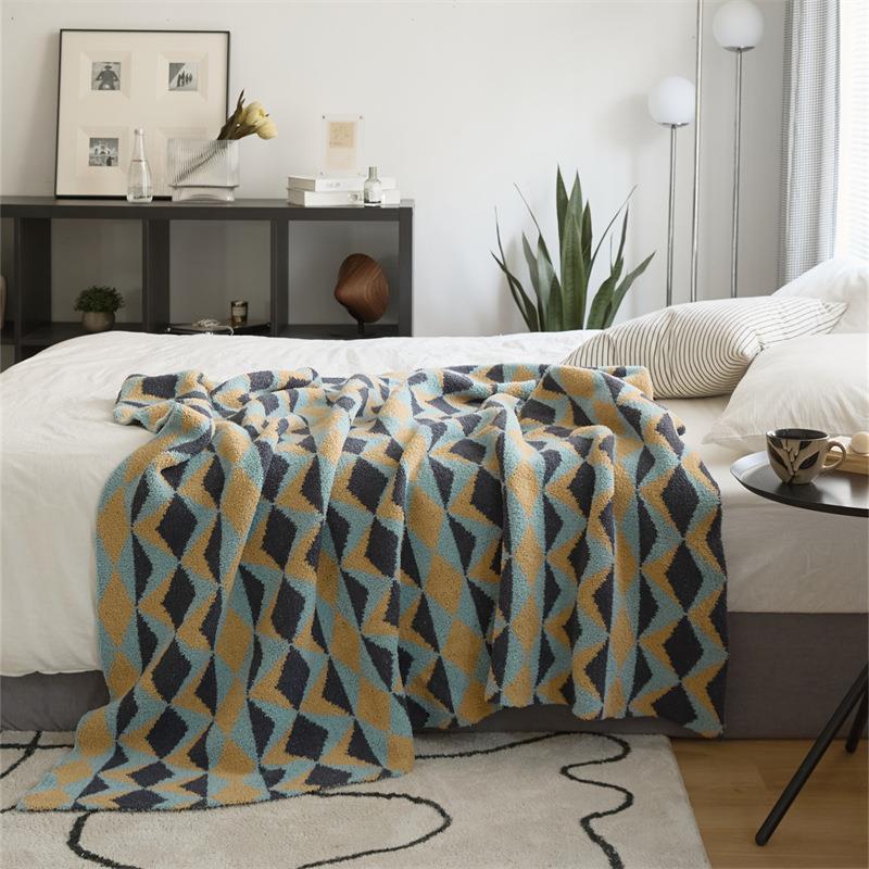 Geometric Velvet Knit Throw Blanket