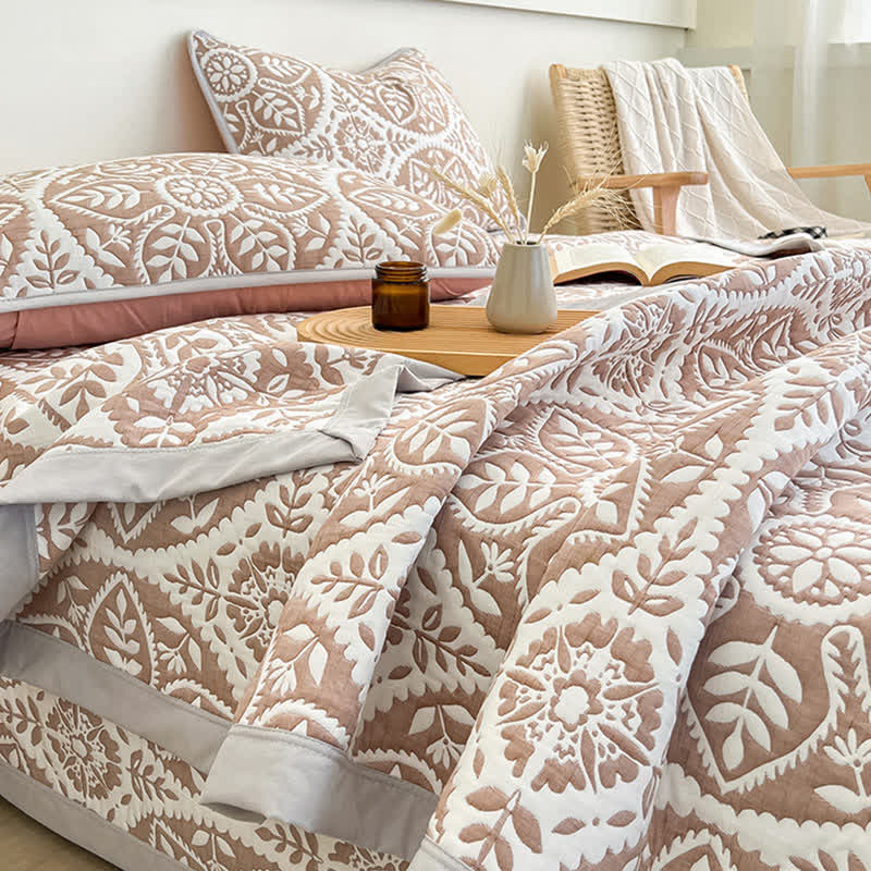 Geometric Leaf Quilt Bedding Set
