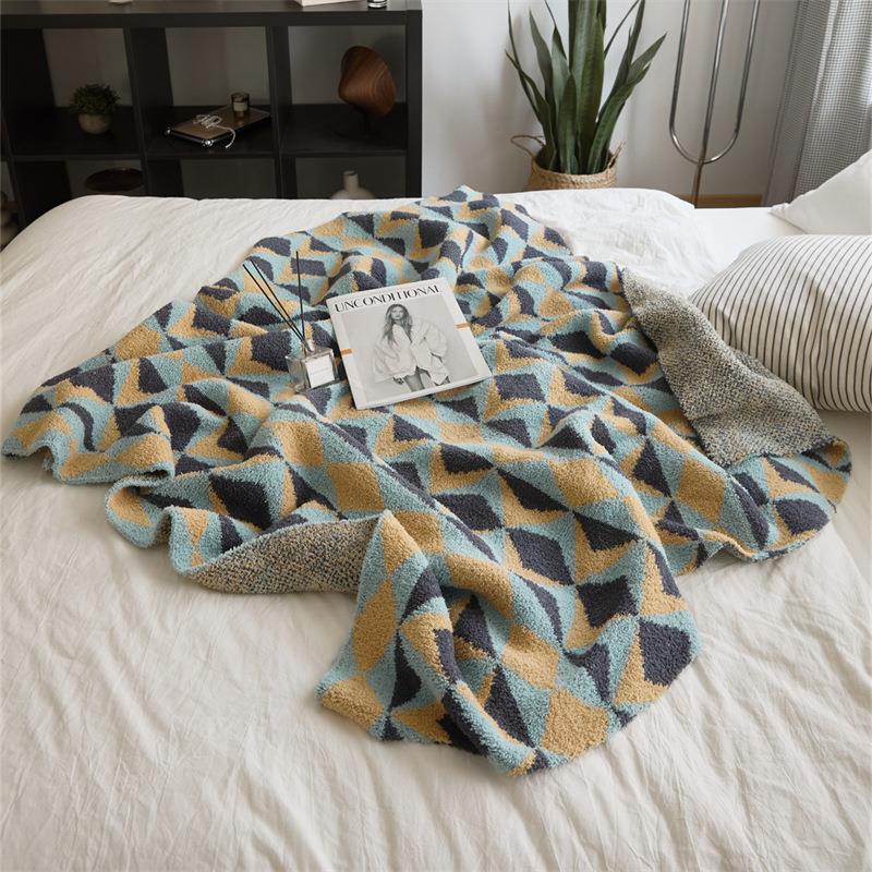 Geometric Velvet Knit Throw Blanket