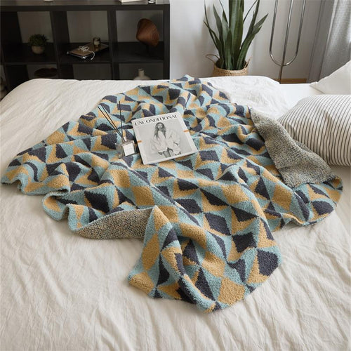 Geometric Velvet Knit Throw Blanket