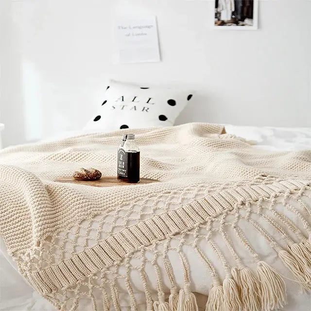 Handwoven Nordic Tassel Blanket Luxury Throw
