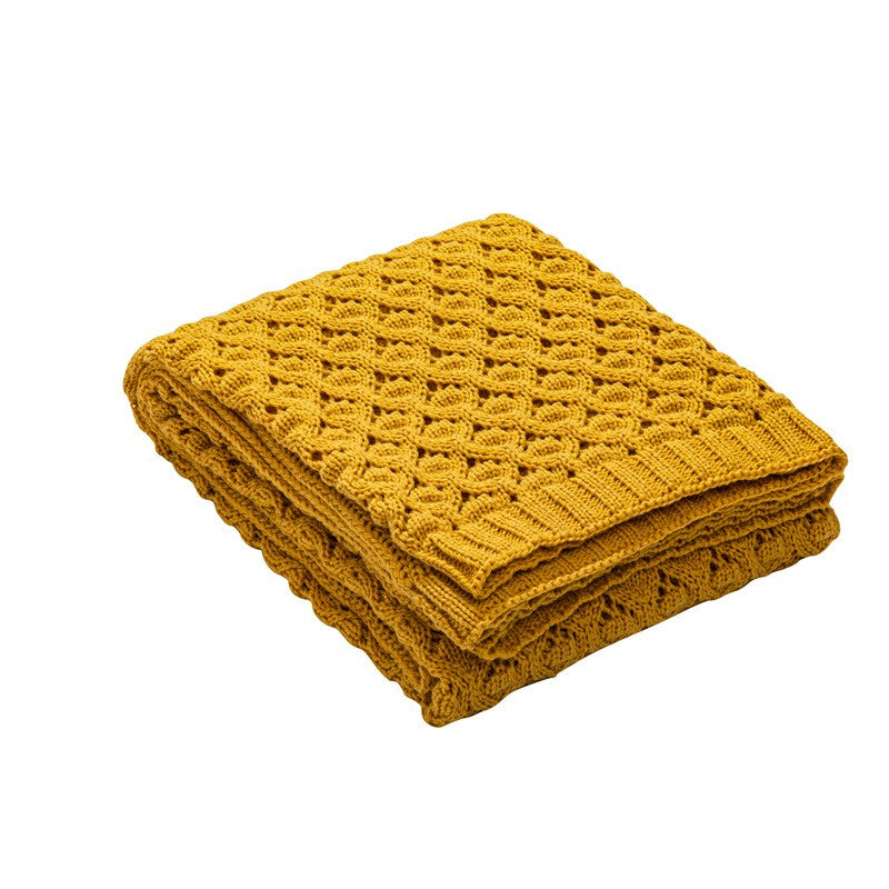 Nordic Diamond-Knit Cotton Throw Blanket
