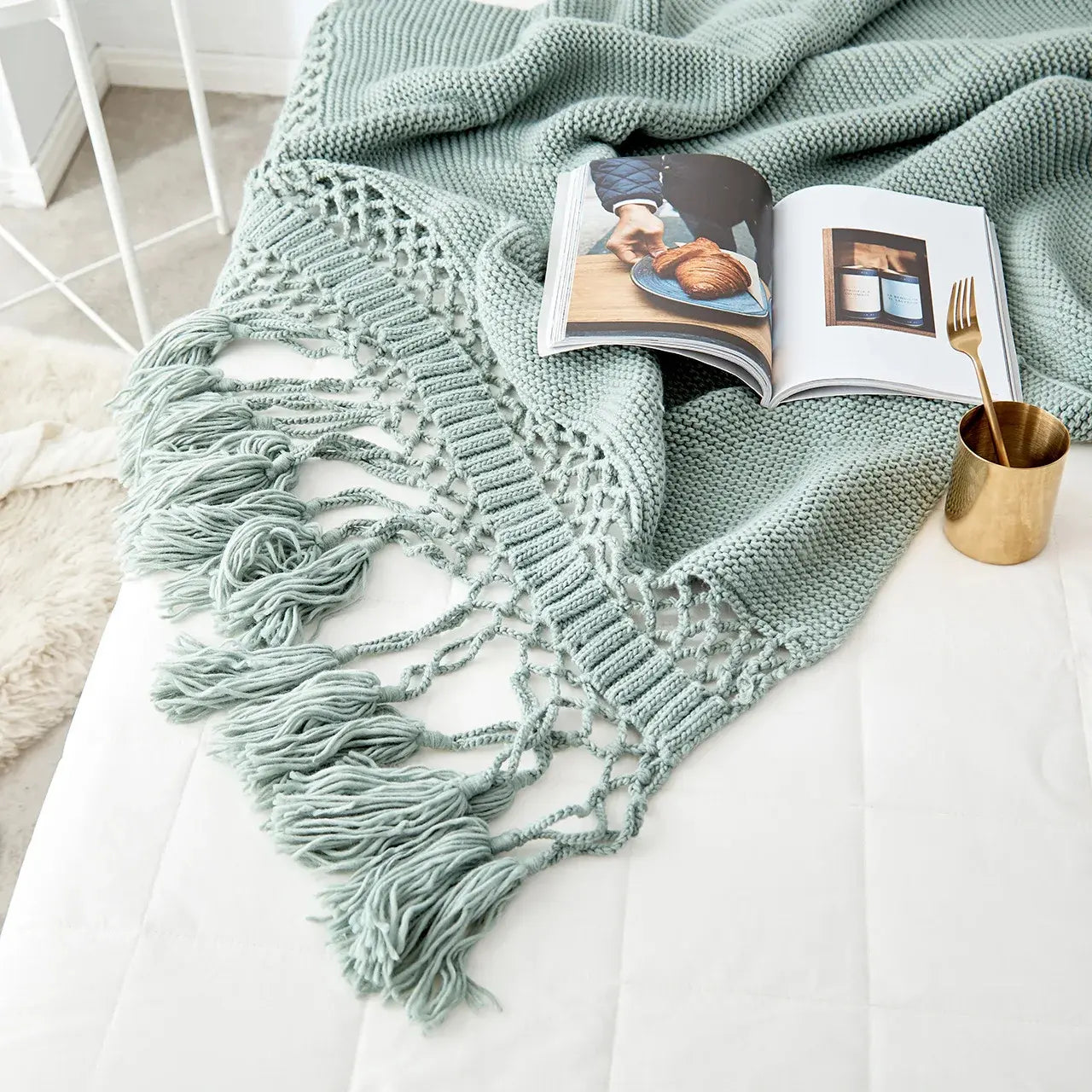 Handwoven Nordic Tassel Blanket Luxury Throw
