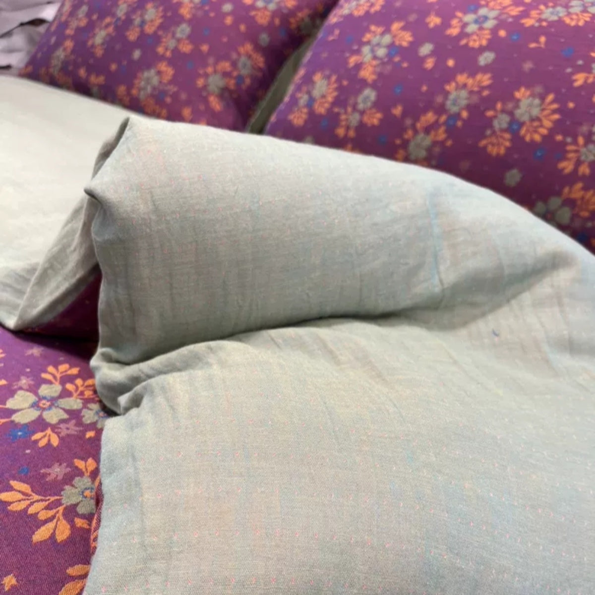 Purple Floral Cotton Bedding Set (4 PCS)
