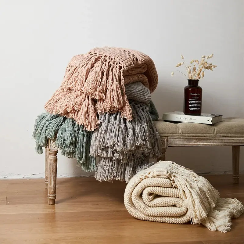 Handwoven Nordic Tassel Blanket Luxury Throw