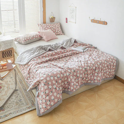 Floral Cotton Quilt - Japanese Quilted Blanket