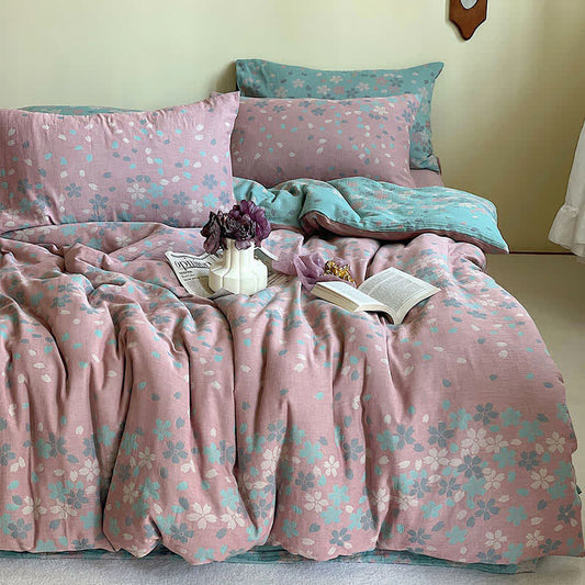Floral Bedding Set - Lavender Duvet Cover & Flat Sheet (4 PCS)