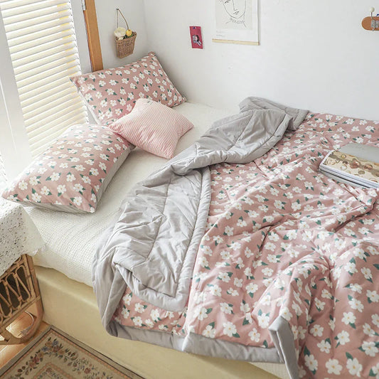 Floral Cotton Quilt - Japanese Quilted Blanket