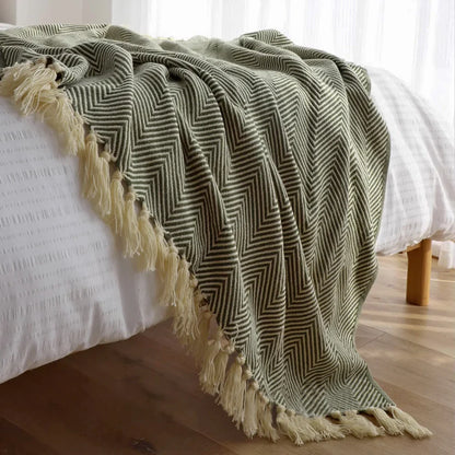 Chevron Throw Blanket with Fringe