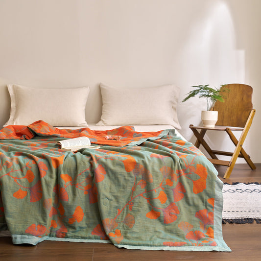 Ginkgo Leaf Cotton Quilt Reversible