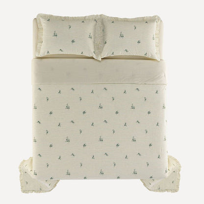 Elise 200 Thread Count Embroidered Double Bedspread with 2 Pillow Shams
