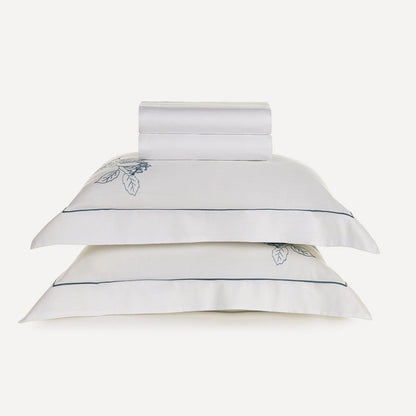 Aster Double Bed Sheet Set – 300 Thread Count – 100% Cotton – Embroidered
