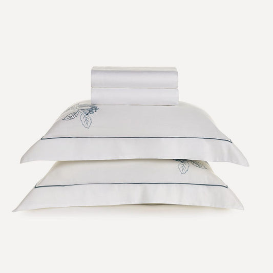 Aster Double Bed Sheet Set – 300 Thread Count – 100% Cotton – Embroidered