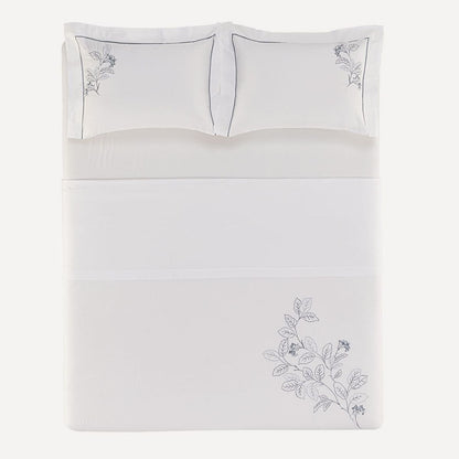 Aster Double Bed Sheet Set – 300 Thread Count – 100% Cotton – Embroidered