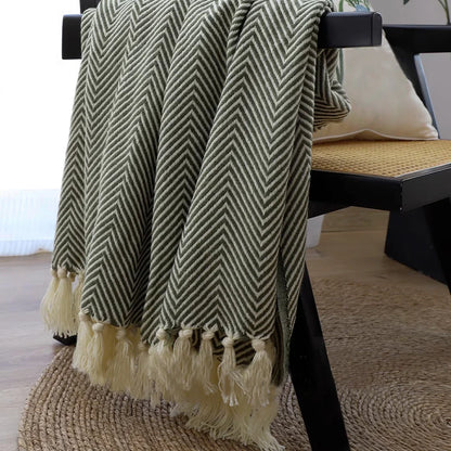 Chevron Throw Blanket with Fringe