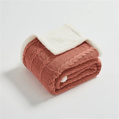Cable Knit Sherpa Blanket - Cotton Throw