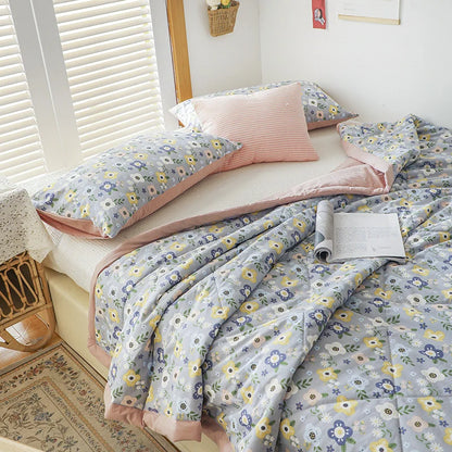 Floral Cotton Quilt - Japanese Quilted Blanket