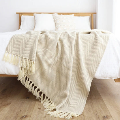 Chevron Throw Blanket with Fringe