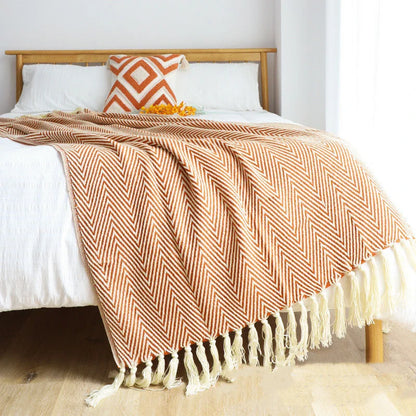Chevron Throw Blanket with Fringe