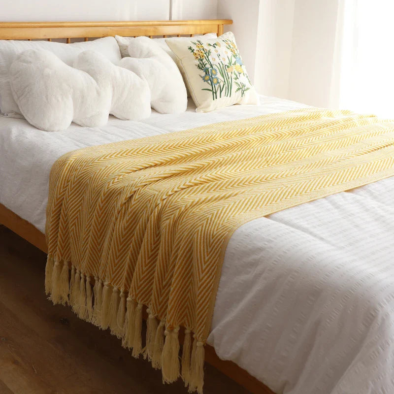 Chevron Throw Blanket with Fringe