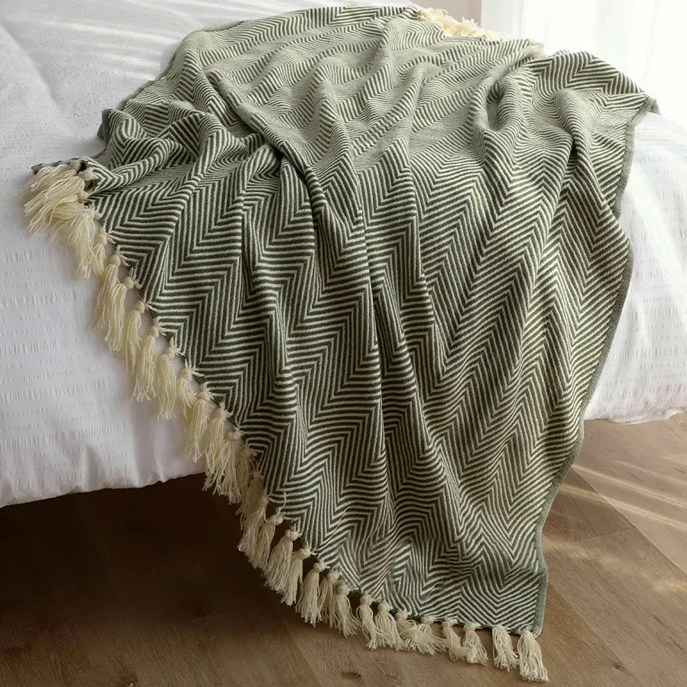 Chevron Throw Blanket with Fringe