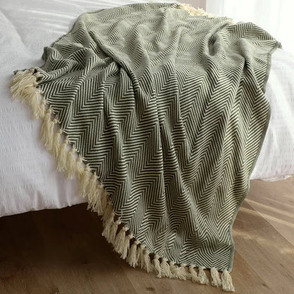 Chevron Throw Blanket with Fringe