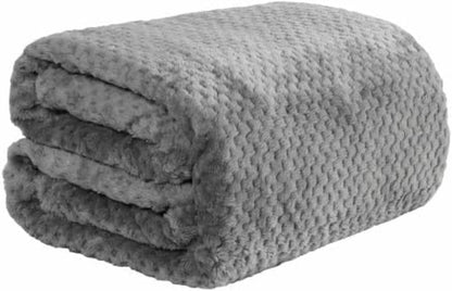 Dreamscene Sofa Throw Blanket, Soft Cosy Warm Honeycomb Waffle Fluffy Fleece Blankets for Bed Single Bed Throws Faux Fur Charcoal Grey Throw for Sofa, 125 x 150cm