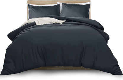 MOONLIGHT20015 Double Duvet Set Reversible Stripes Satin Double Bedding Set with 2 Pillowcases Soft Hypoallergenic Duvet Cover (Grey 200x200 CM)