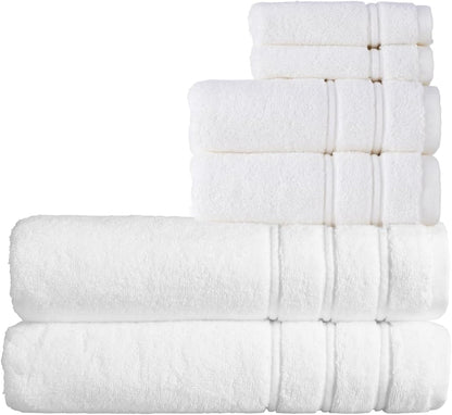 Christy Antalya Large Bath Towels | Set of 6 | 100% Turkish Cotton | 600GSM | Soft Plush Luxury Towel Set | 2 Bath Towels 2 Hand Towels 2 Face Cloths | Quick Dry | Denim Blue