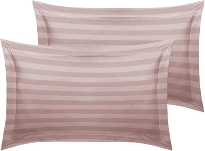 MOONLIGHT20015 Double Duvet Set Reversible Stripes Satin Double Bedding Set with 2 Pillowcases Soft Hypoallergenic Duvet Cover (Grey 200x200 CM)