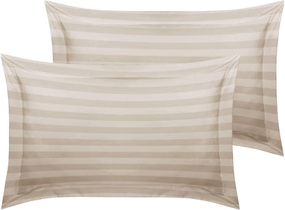 MOONLIGHT20015 Double Duvet Set Reversible Stripes Satin Double Bedding Set with 2 Pillowcases Soft Hypoallergenic Duvet Cover (Grey 200x200 CM)