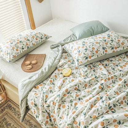 Floral Cotton Quilt - Japanese Quilted Blanket