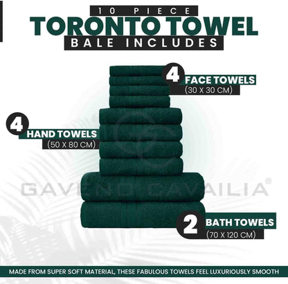 GC GAVENO CAVAILIA 10 Piece Towel Bale Set | Quick Drying Cotton Towel Highly Absorbent 450 GSM Silver Towels Set | Bathroom Towels Bale Set 4x Face 4x Hand 2x Bath Towels
