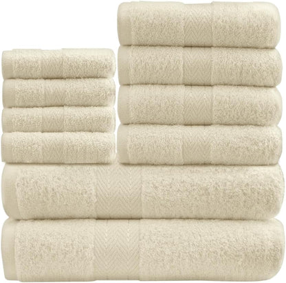 GC GAVENO CAVAILIA 10 Piece Towel Bale Set | Quick Drying Cotton Towel Highly Absorbent 450 GSM Silver Towels Set | Bathroom Towels Bale Set 4x Face 4x Hand 2x Bath Towels