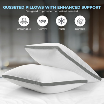 Utopia Bedding Pillows 2 Pack Queen Size, (Navy) Hotel Quality Pillows, Brushed Fabric, Bed Pillow for Back, Stomach or Side Sleepers - 18 x 26 inch / 45 x 66 cm