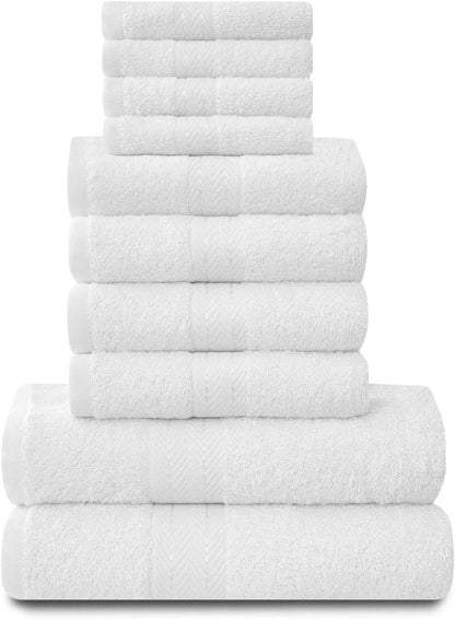 GC GAVENO CAVAILIA 10 Piece Towel Bale Set | Quick Drying Cotton Towel Highly Absorbent 450 GSM Silver Towels Set | Bathroom Towels Bale Set 4x Face 4x Hand 2x Bath Towels
