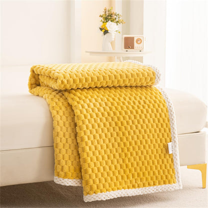 Yellow Waffle Plush Throw Blanket