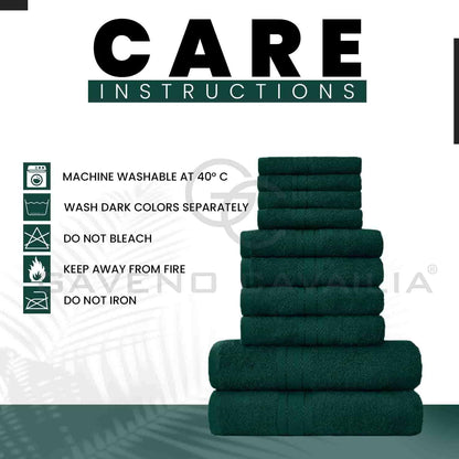 GC GAVENO CAVAILIA 10 Piece Towel Bale Set | Quick Drying Cotton Towel Highly Absorbent 450 GSM Silver Towels Set | Bathroom Towels Bale Set 4x Face 4x Hand 2x Bath Towels