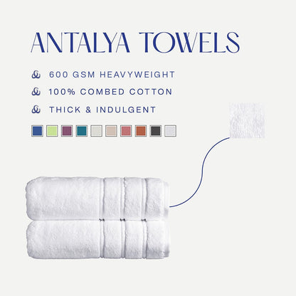 Christy Antalya Large Bath Towels | Set of 6 | 100% Turkish Cotton | 600GSM | Soft Plush Luxury Towel Set | 2 Bath Towels 2 Hand Towels 2 Face Cloths | Quick Dry | Denim Blue